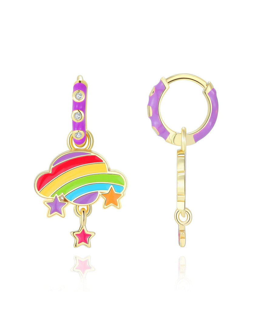 Huggie Hoop Earrings - Rainbow Cloud - Girl Nation