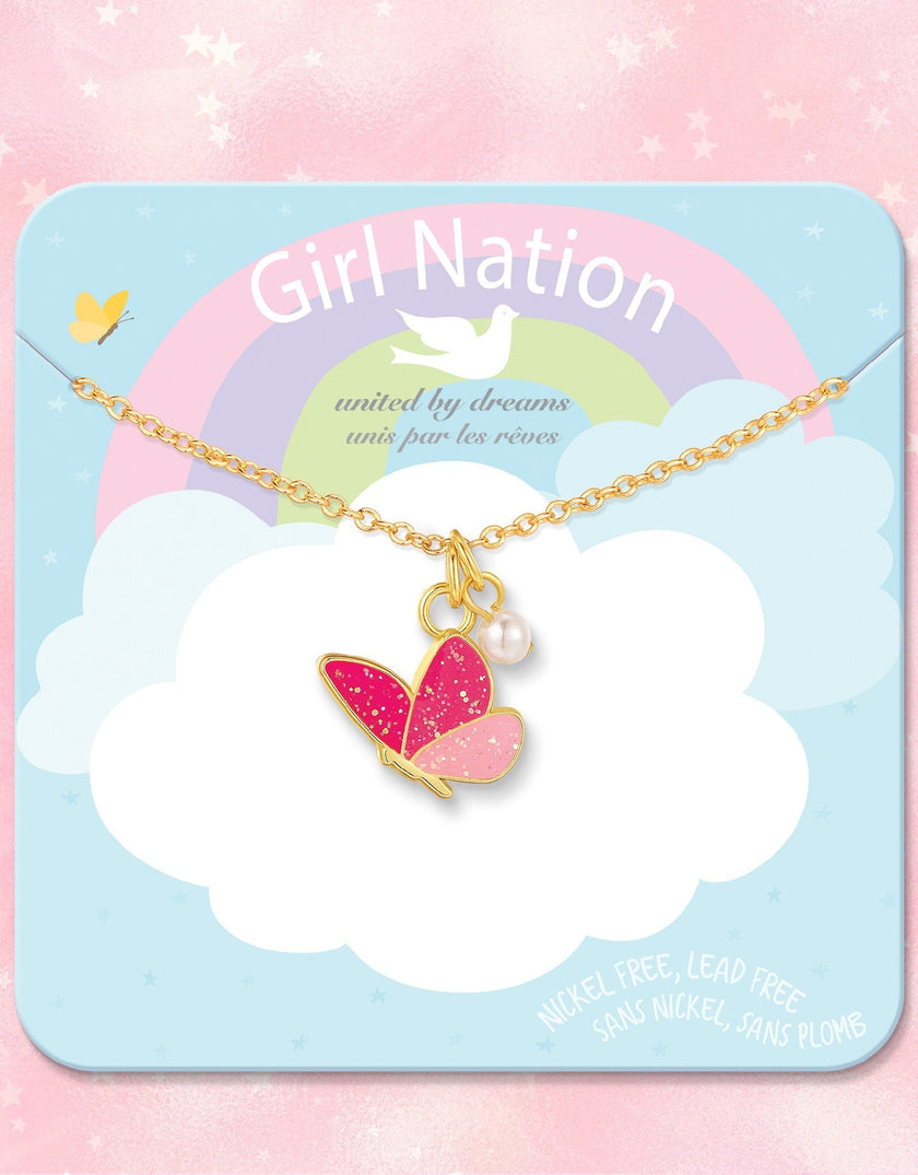 Sweet Petite Necklace - Glitter Butterfly - Girl Nation