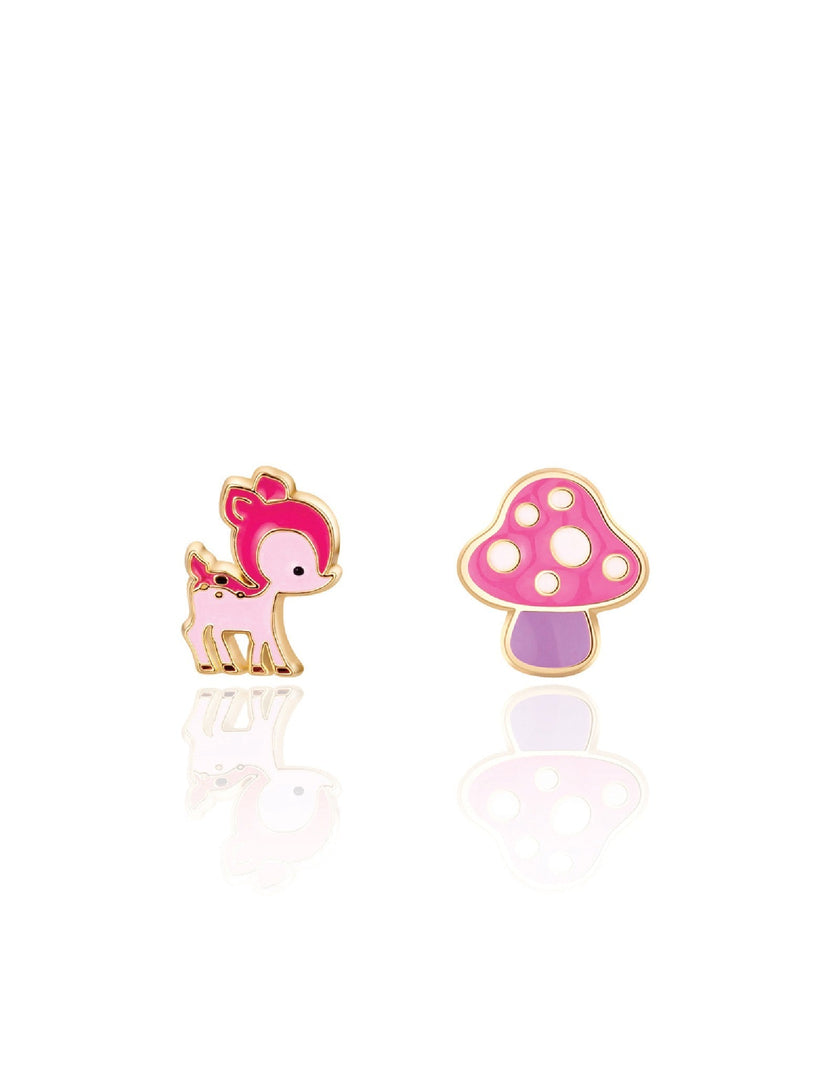 Enamel Stud Earrings - Friendly Forest Duo - Girl Nation
