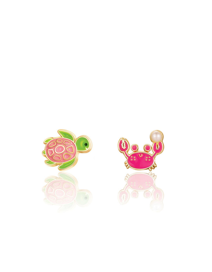 Enamel Stud Earrings - Beach Buddies Duo - Girl Nation
