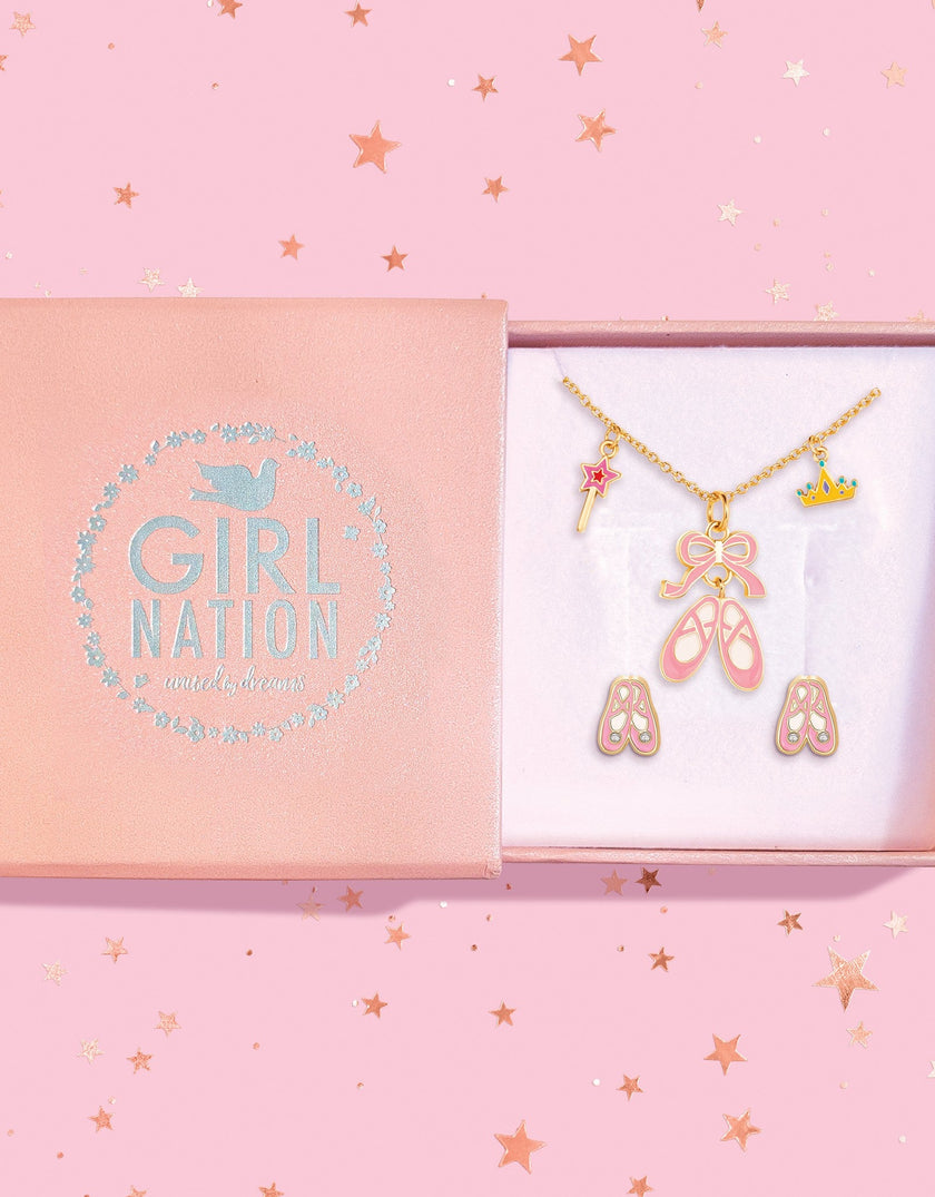 Necklace and Earring Gift Set - Ballet Shoes - Girl Nation