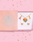 Necklace and Earring Gift Set - Rainbow Heart - Girl Nation