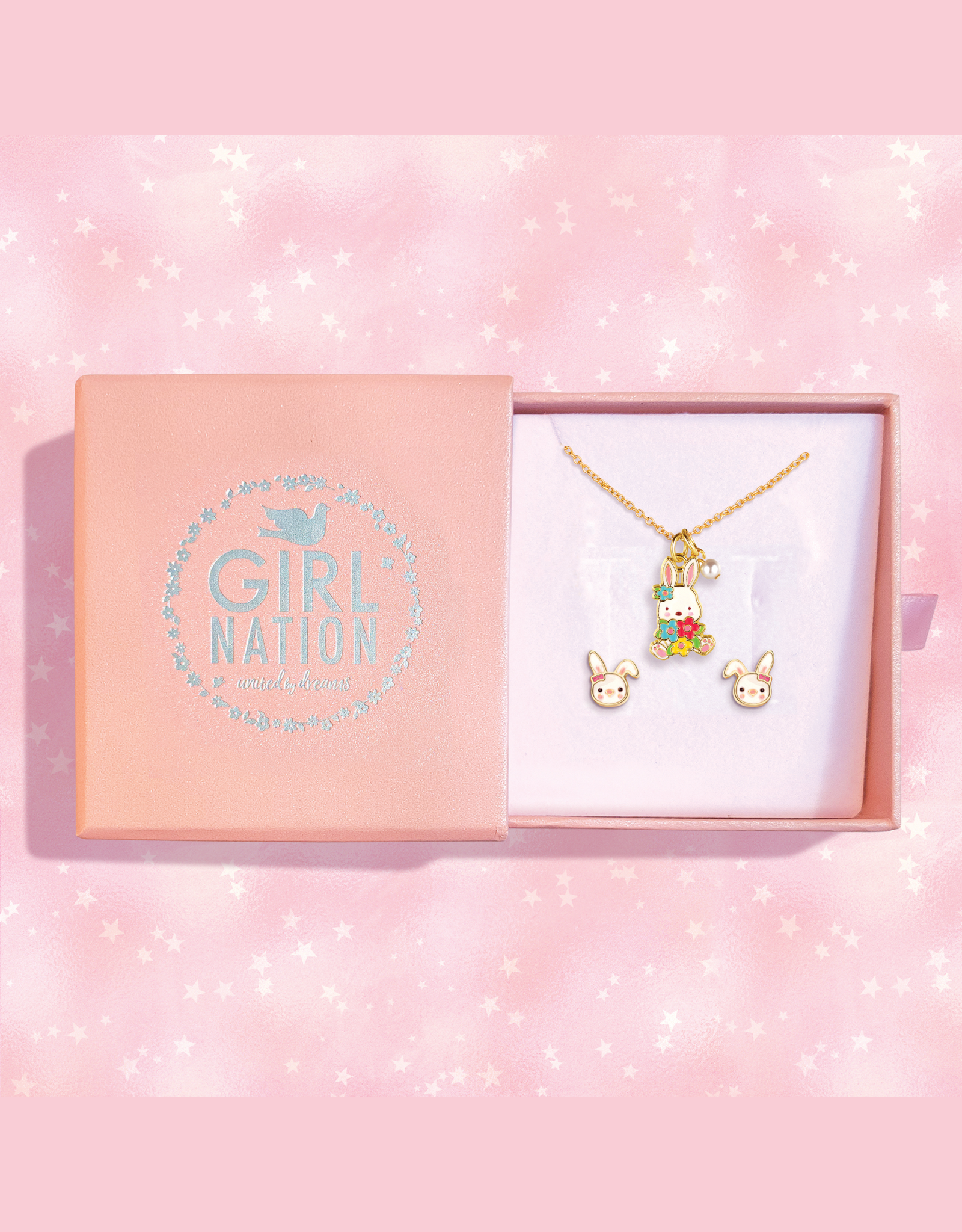 Necklace and Earring Gift Set - Bunny and Blooms - Girl Nation