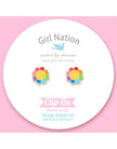 Enamel Clip-on Earrings - Rainbow Flower - Girl Nation