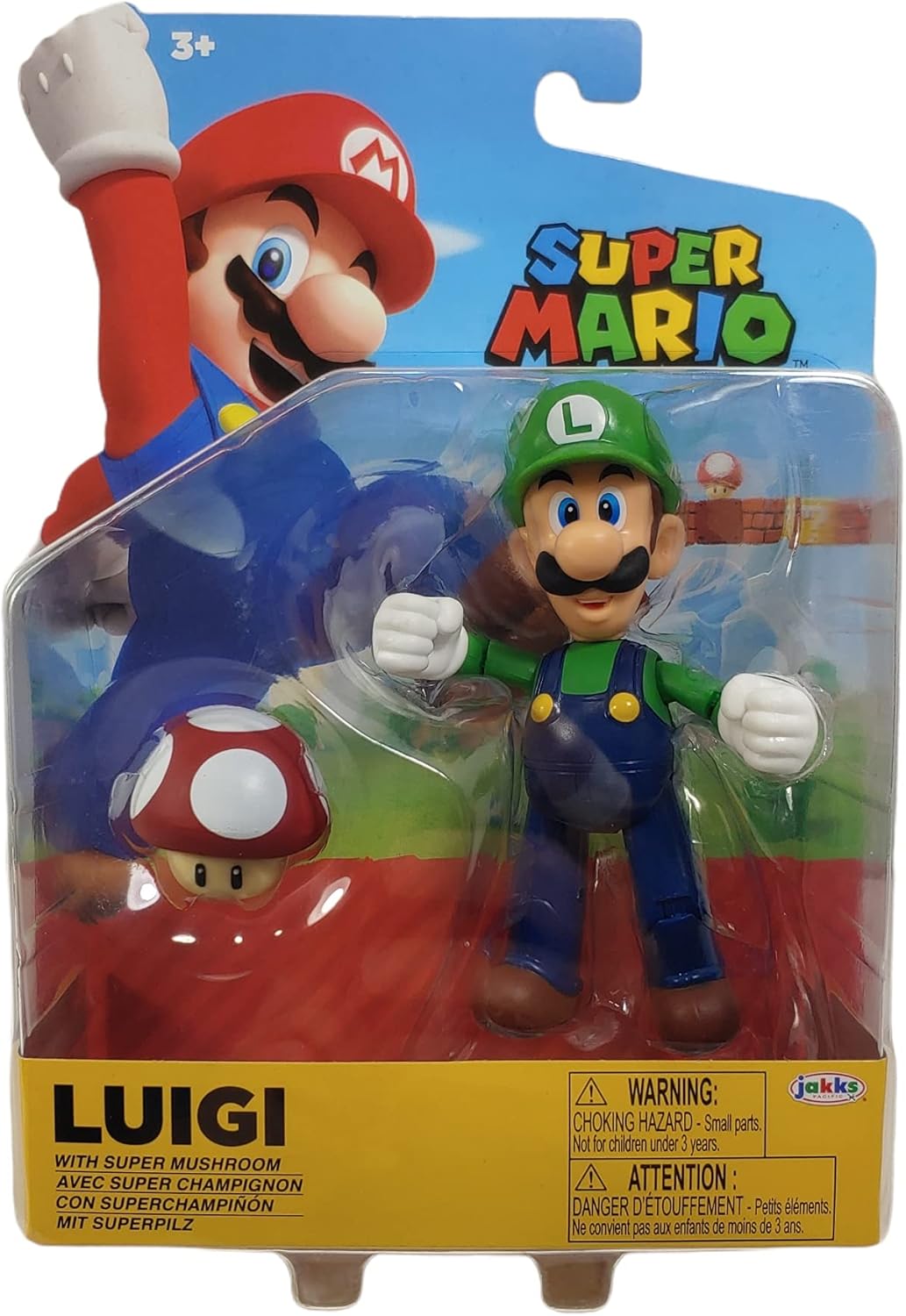 JAKKS - Nintendo Super Mario 4-Inch Poseable Figure with Power up