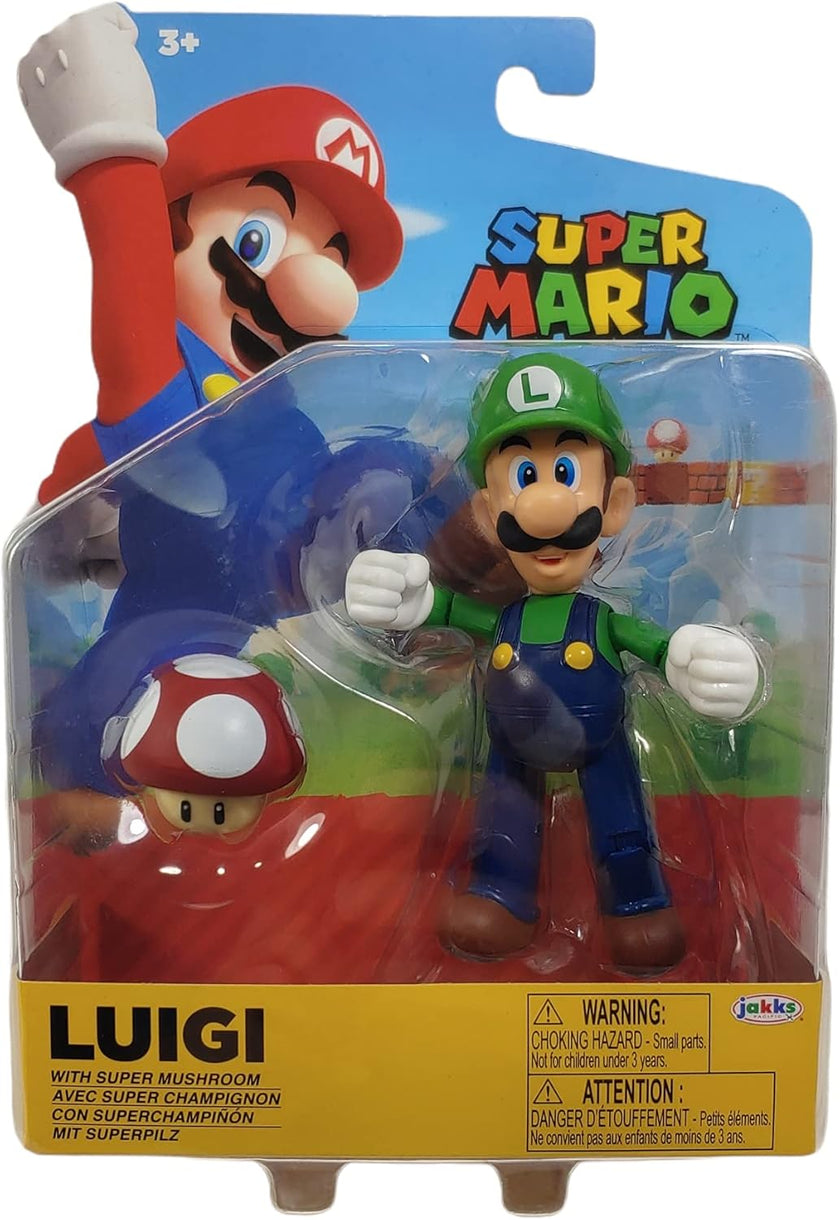JAKKS - Nintendo Super Mario 4-Inch Poseable Figure with Power up