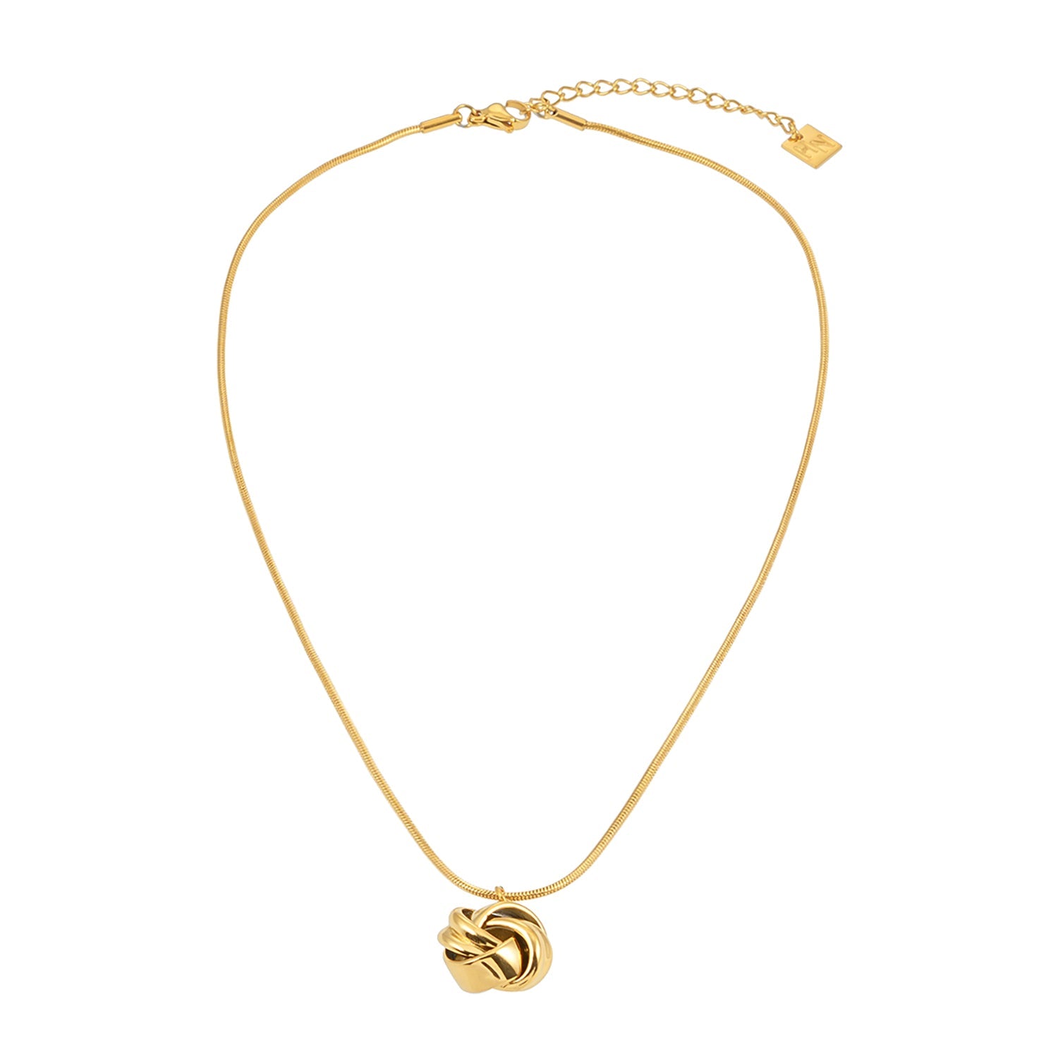 JASPUR : Collier serpentin avec pendentif nœud d'amour en or.