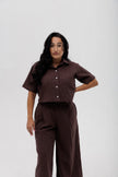 Chemise écourté ample effet lin
