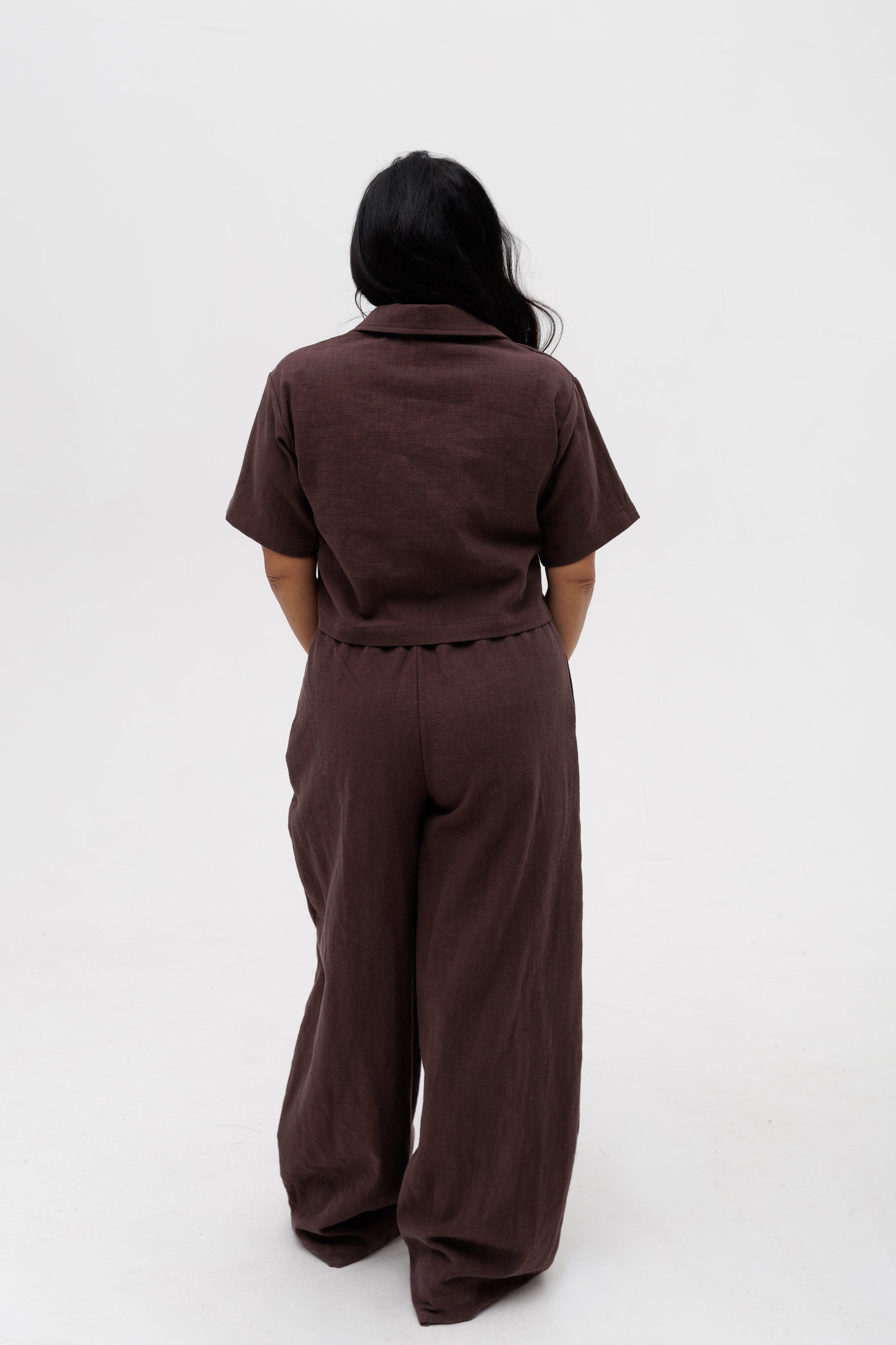 Chemise écourté ample effet lin