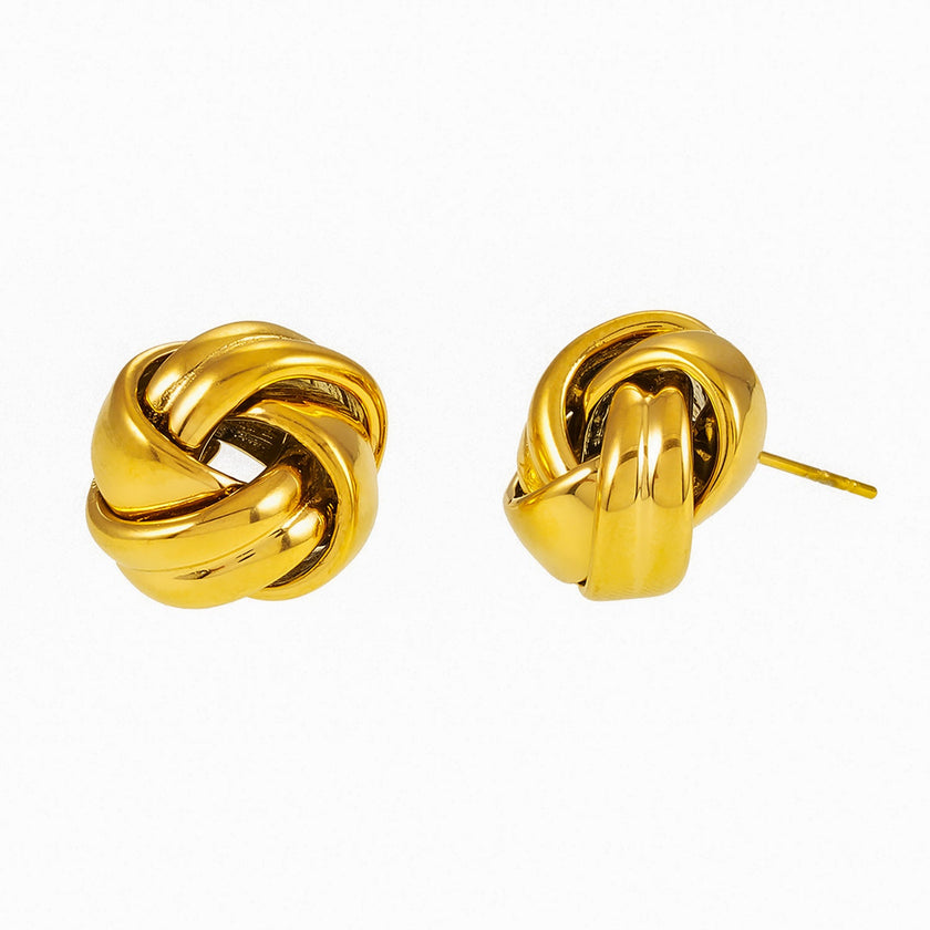 JATANI Gold: Contemporary Love-Knot Stud Earrings