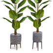Jax -Black Tall Mid-Century Planter With Turned Leg Stand
