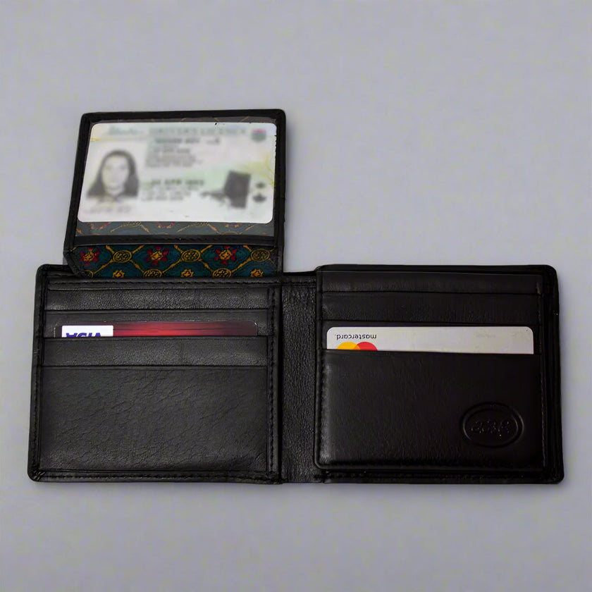JBG International Men's Card Flip Up Bifold Leather RFID Wallet