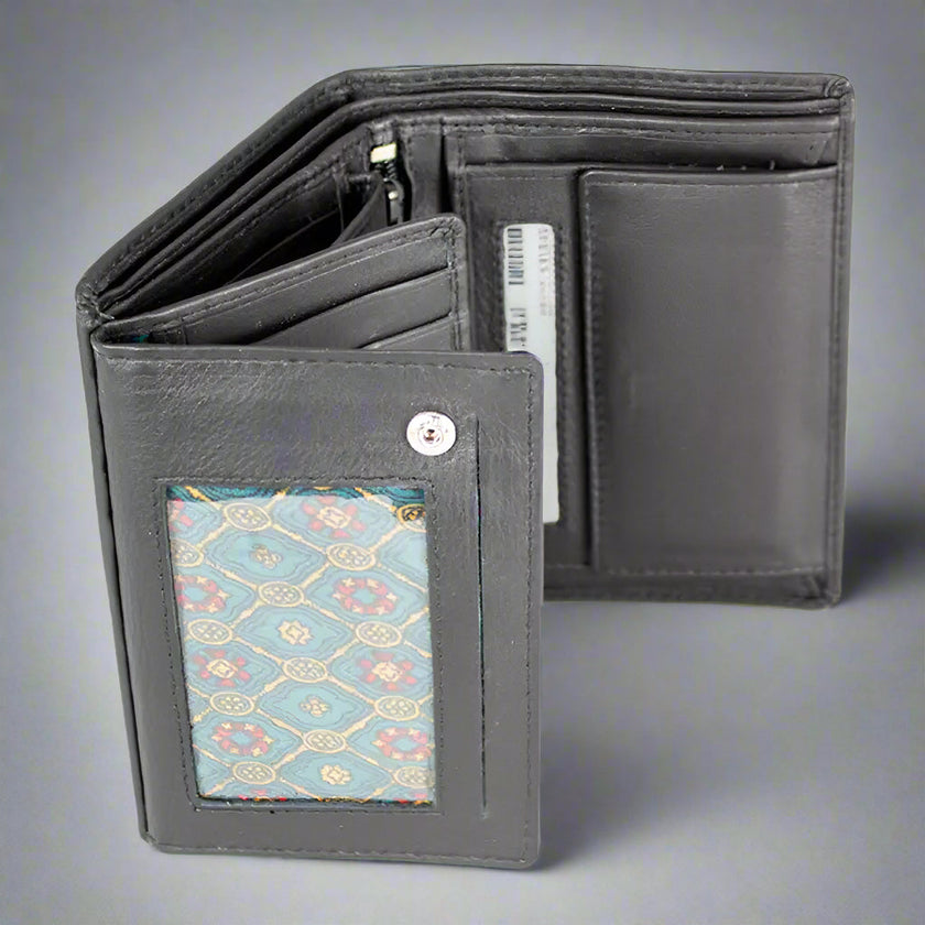 JBG International Men's Snap Close Flip Bifold Leather Wallet