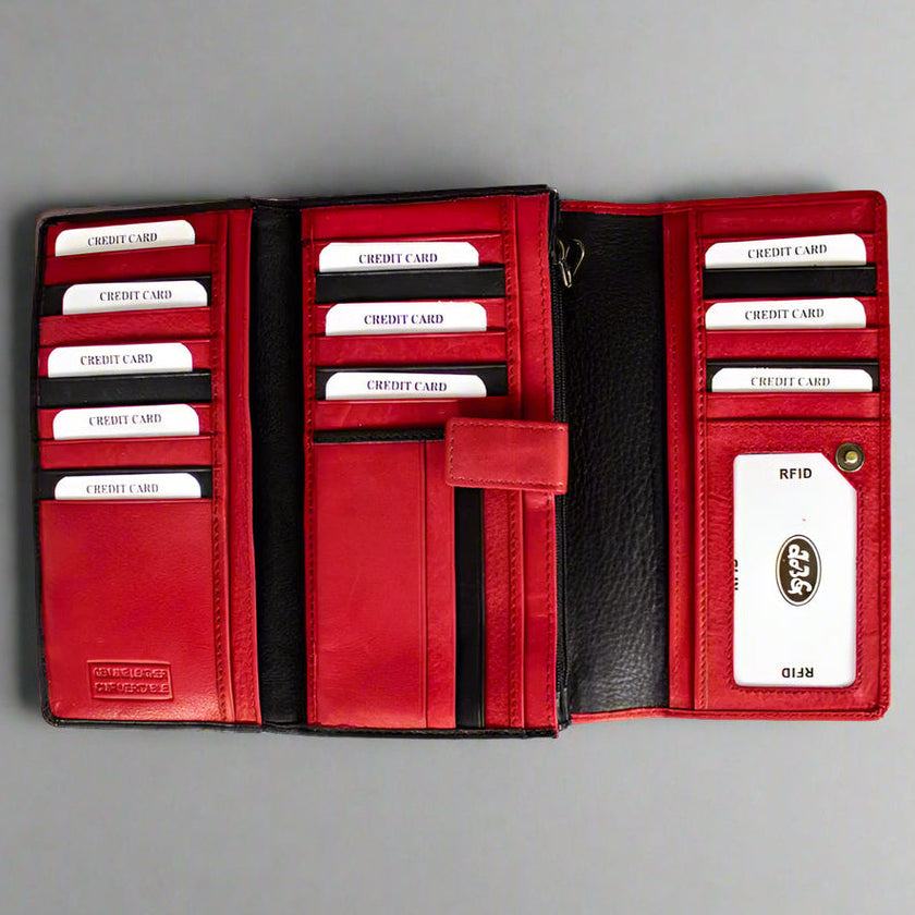 JBG International Women's Trifold RFID Leather Wallet