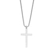 Collier JENGO en argent (or blanc) avec chaîne à maillons carrés et pendentif croix minimaliste pour femmes ou hommes.