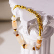 JERASA: Chalcedony Stones, Fresh Water Pearls & Gold Ball-Beaded Bracelet.