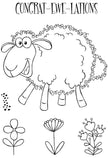 Woodware Clear Singles Fuzzie Friends Sadie The Sheep 4 in x 6 in Stamp