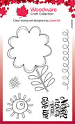Woodware Clear Singles Petal Doodles Never Give Up 4 in x 6 in Stamp Set