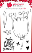 Woodware Clear Singles Petal Doodles Take Care 4 in x 6 in Stamp Set