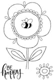 Woodware Clear Singles Petal Doodles Be Happy 4 in x 6 in Stamp Set