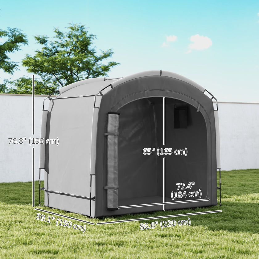 Outsunny Bike Storage Shed Tent, Portable and Waterproof with 210D Oxford Fabric and Carry Bag for 3-4 Bicycles, Dark Grey