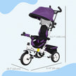Qaba 4-in-1 Convertible Toddler Tricycle Stroller with Canopy Basket Safety Harness for Kids 12-60 Months Purple