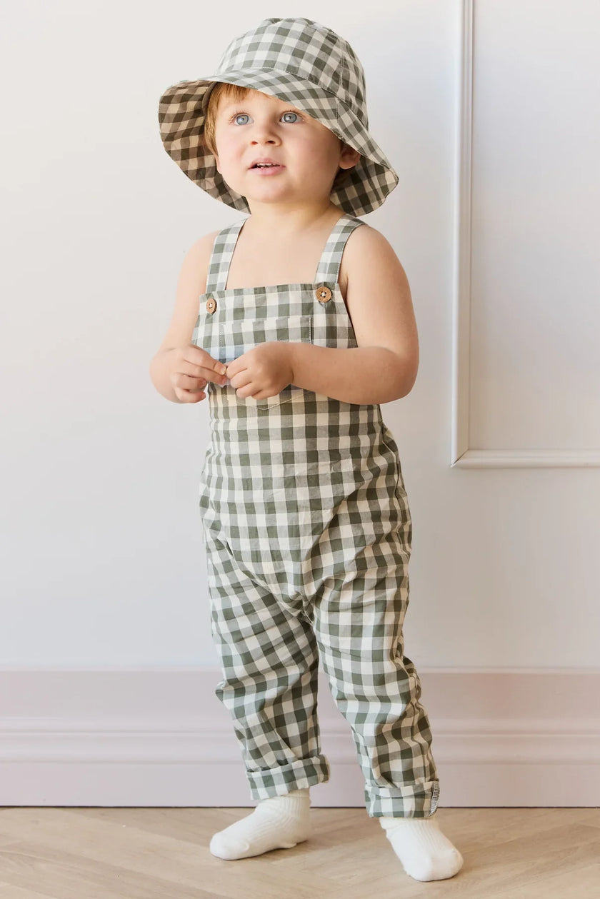 Organic Cotton Kingston Overall - Gingham Grape Leaf | Jamie Kay