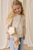 Keyring - Arthur the Bear with red stripe ribbon bow - Snuggle Bunnies
