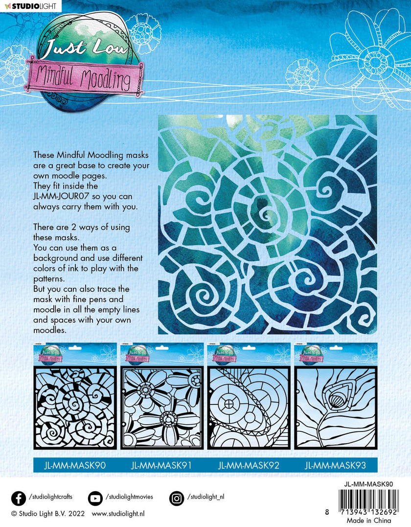 JL Mask Swirly Moodle Mindful Moodling 203,2x203,2x1mm 1 PC nr.90
