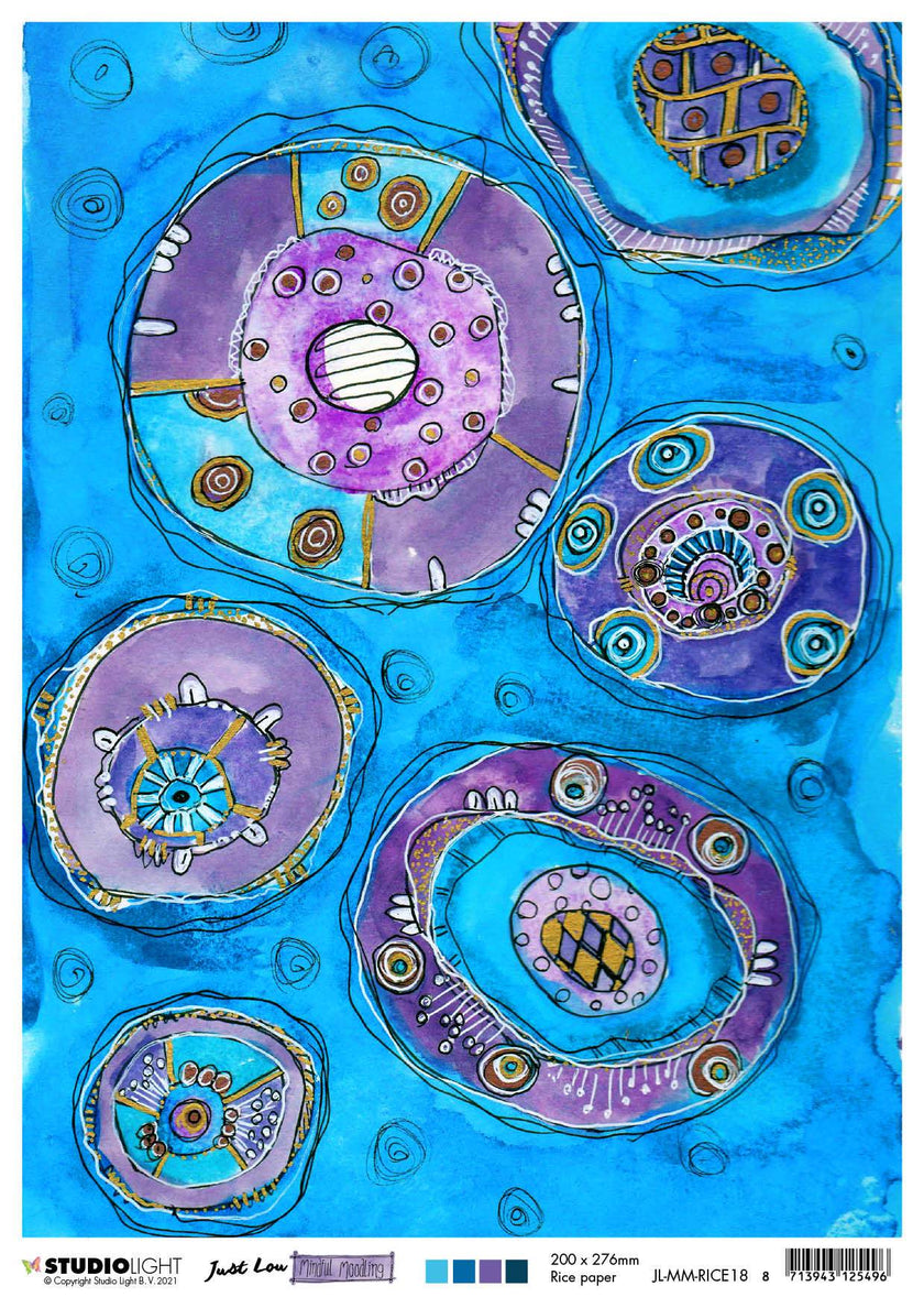 JL Rice Paper Blue Moodle Mindful Moodling 210x297mm nr.18