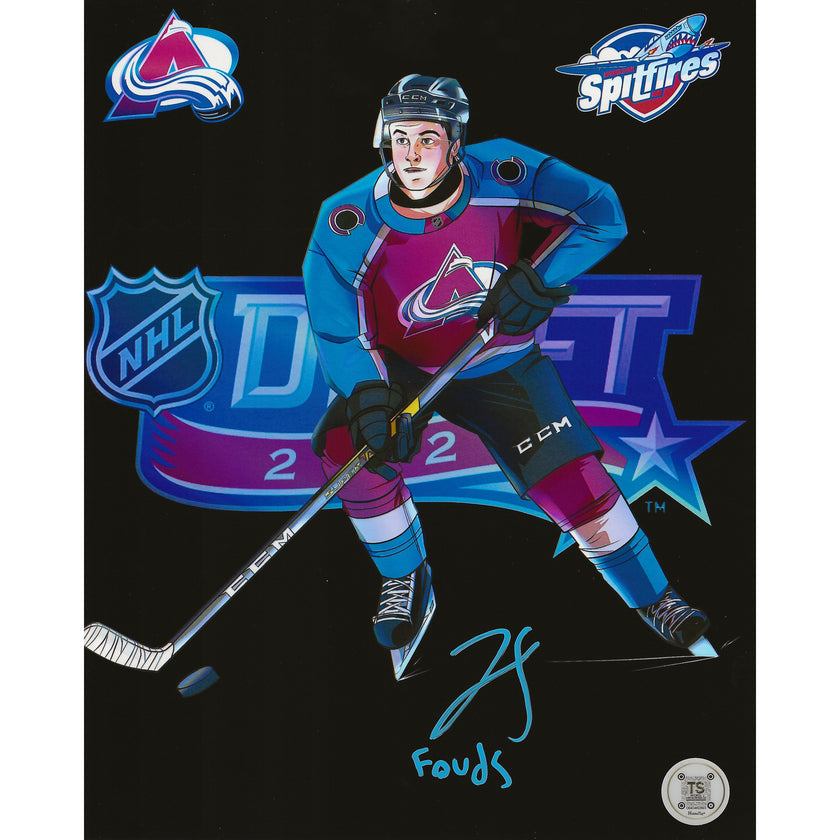 Jean-Luc Foudy Autographed Colorado Avalanche Artwork 8x10 Photo Inscribed 