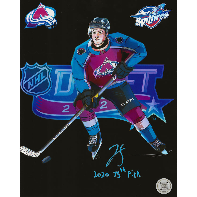 Jean-Luc Foudy Autographed Colorado Avalanche Artwork 8x10 Photo Inscribed 