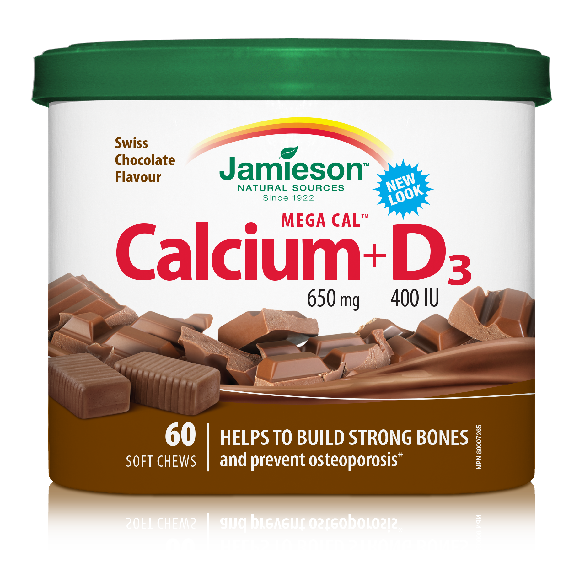 Jamieson MegaCal 650mg + Vit D Soft Chews - Chocolate 60's