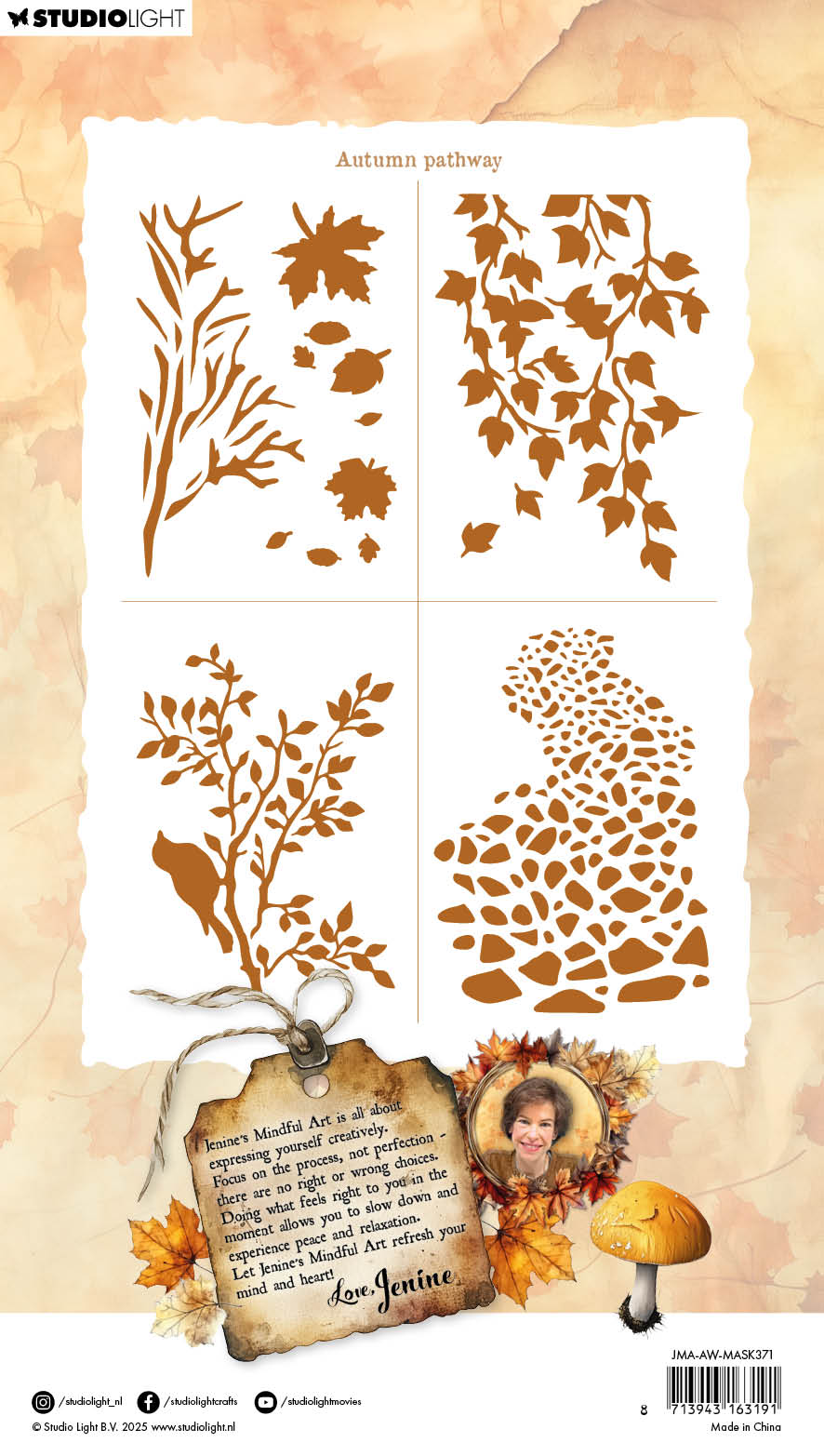 JMA Mask Autumn Pathway, 4 Masks Autumn In The Woods 1 Piece