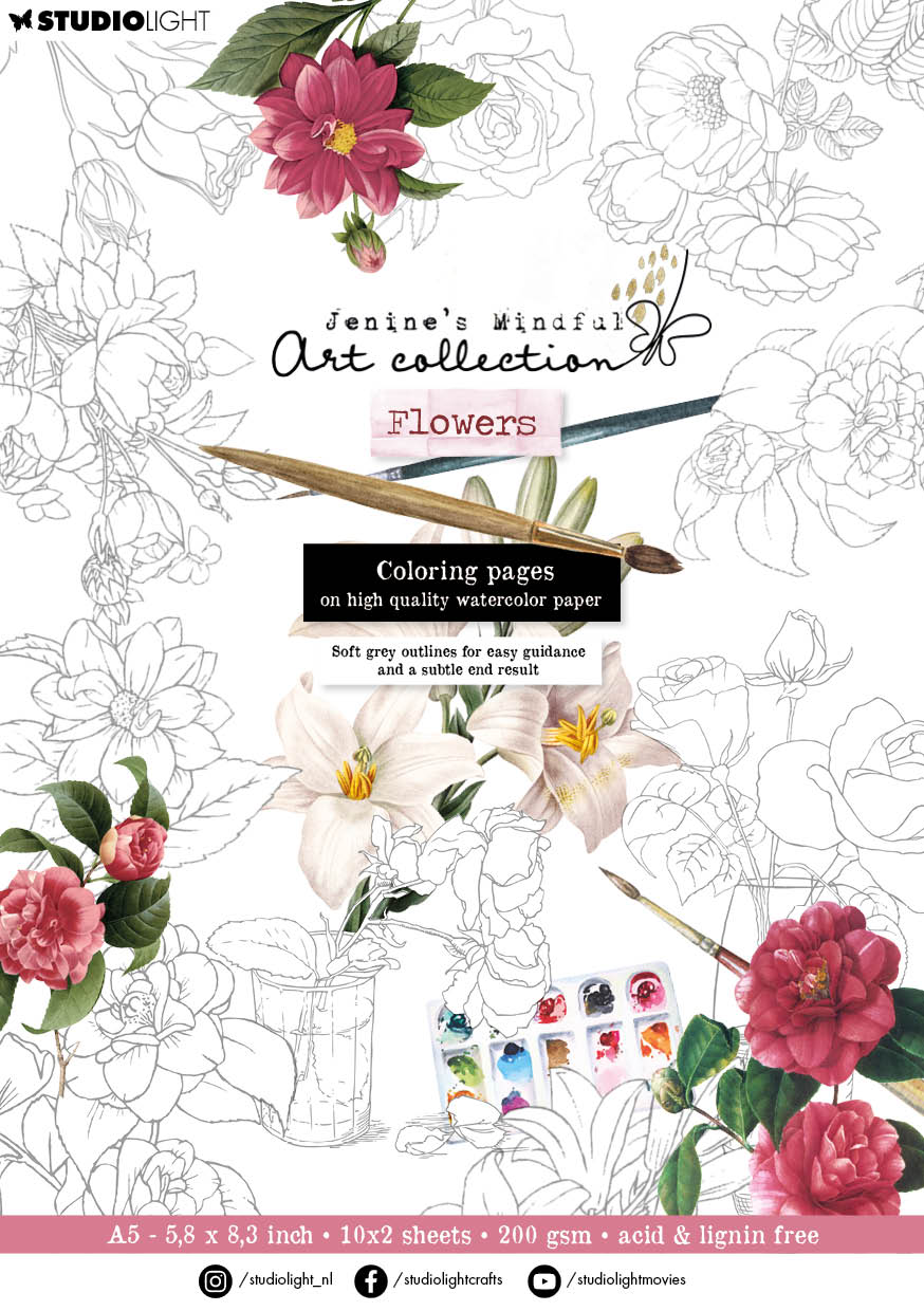 JMA Coloring Paper Pad 10x2 Flowers Essentials 20 SH