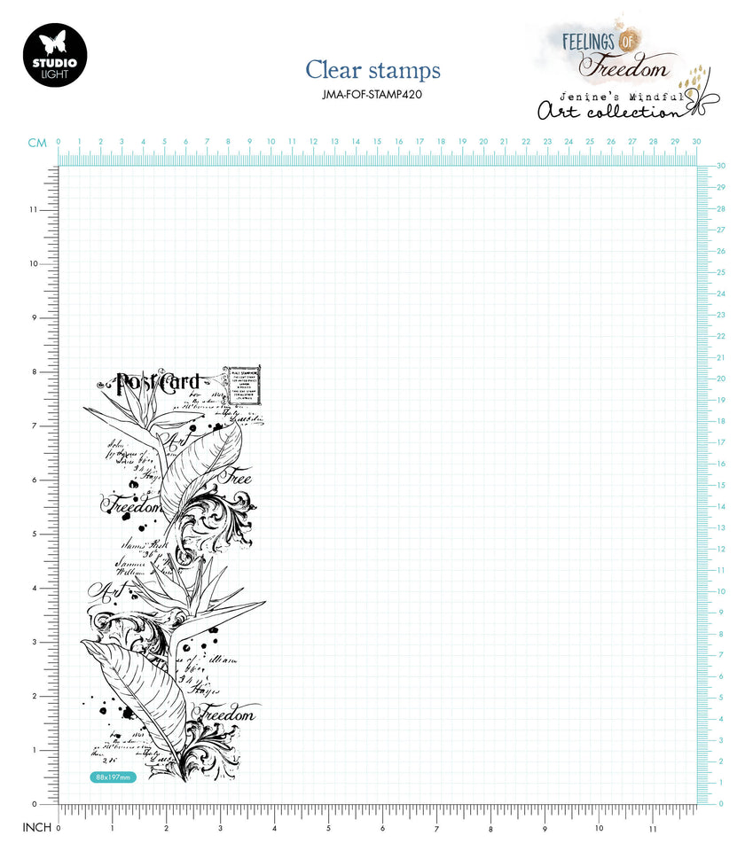 JMA Clear Stamp Script Strelitzia Feelings Of Freedom 88x197x3mm 1 PC nr.420