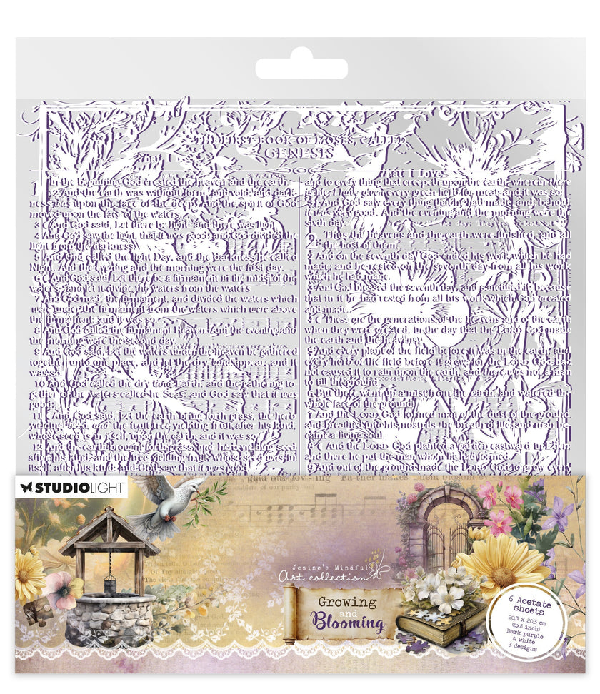 JMA Acetate Sheets White & Dark Purple Growing & Blooming 6 Sheets