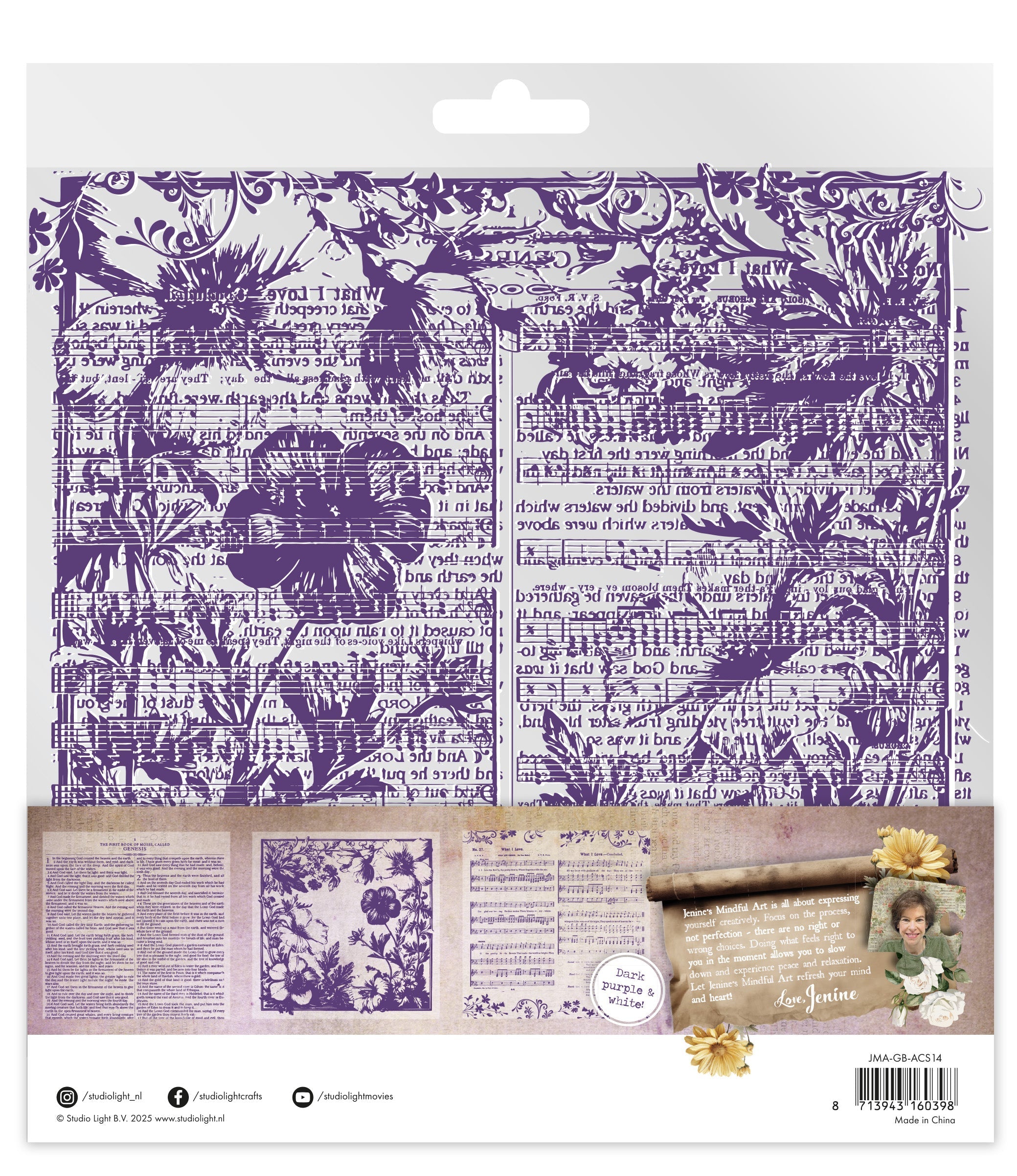 JMA Acetate Sheets White & Dark Purple Growing & Blooming 6 Sheets
