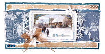 JMA Ribbon Blue Organza & Hemp Vintage Christmas 63x60x105mm 4 PC nr.03