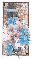 JMA Ribbon Brown Organza & Hemp Vintage Christmas 63x60x105mm 4 PC nr.04