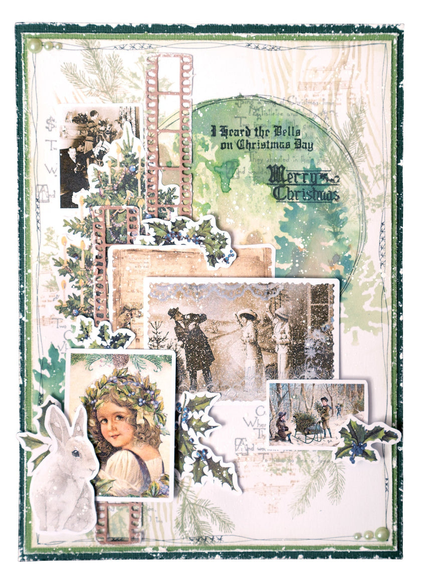 JMA Mask Winter Collage Vintage Christmas 148x210x1mm 1 PC nr.241