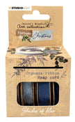 JMA Ribbon Blue Organza & Hemp Vintage Christmas 63x60x105mm 4 PC nr.03