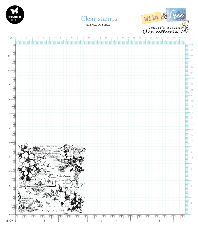 JMA Clear Stamp Script & Wildflowers Wild & Free 1 PC