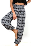 Black & White Leaf Print Bali Pants