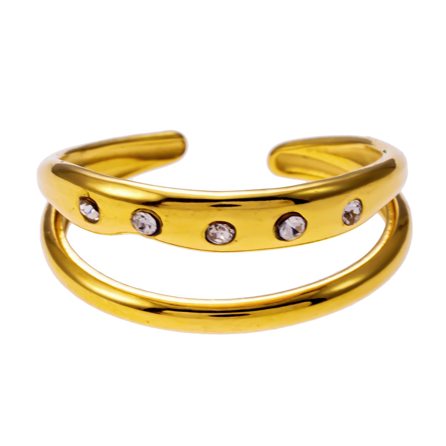JORYA : Bague double bande ornée de zircons