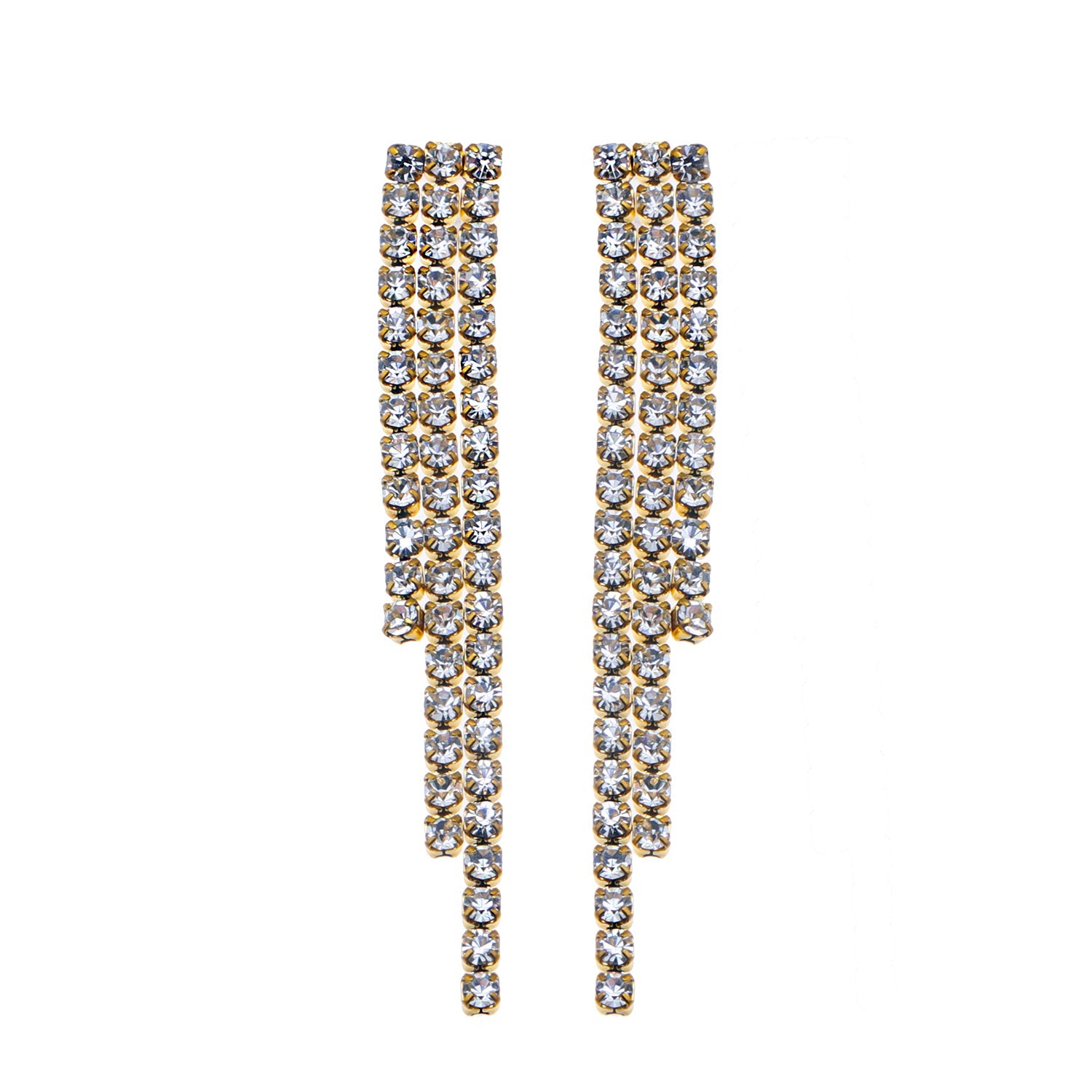 JOSEFINA: Three-String Zirconia Bead Drop Earrings