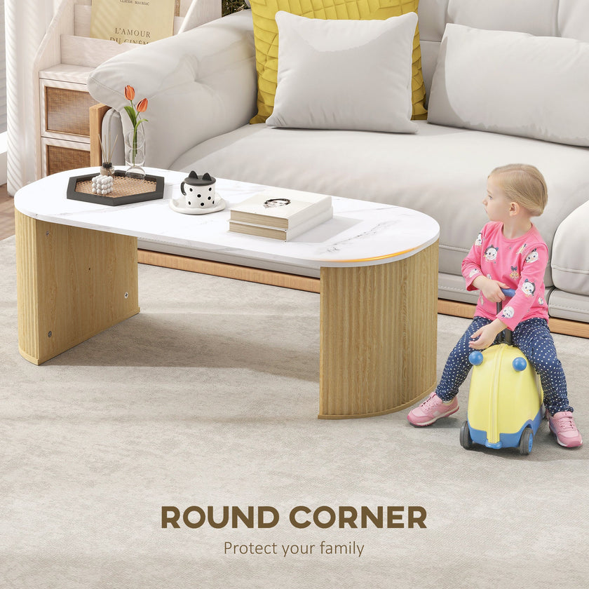 Cameron Modern Faux-Marble Coffee Table-Natural Wood