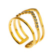 Bague JUAANA à trois rangées de zircons.
