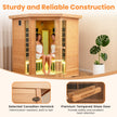Mega Sale-NEW 2025 COSTWAY 3D Heat Far Infrared Corner Sauna (3–5 Person) – Canadian Hemlock Wood-Red Light Therapy+Near Infrared-Carbon & Mica Heaters,-Chromotherapy Lighting-Low EMF-Bluetooth Speakers
