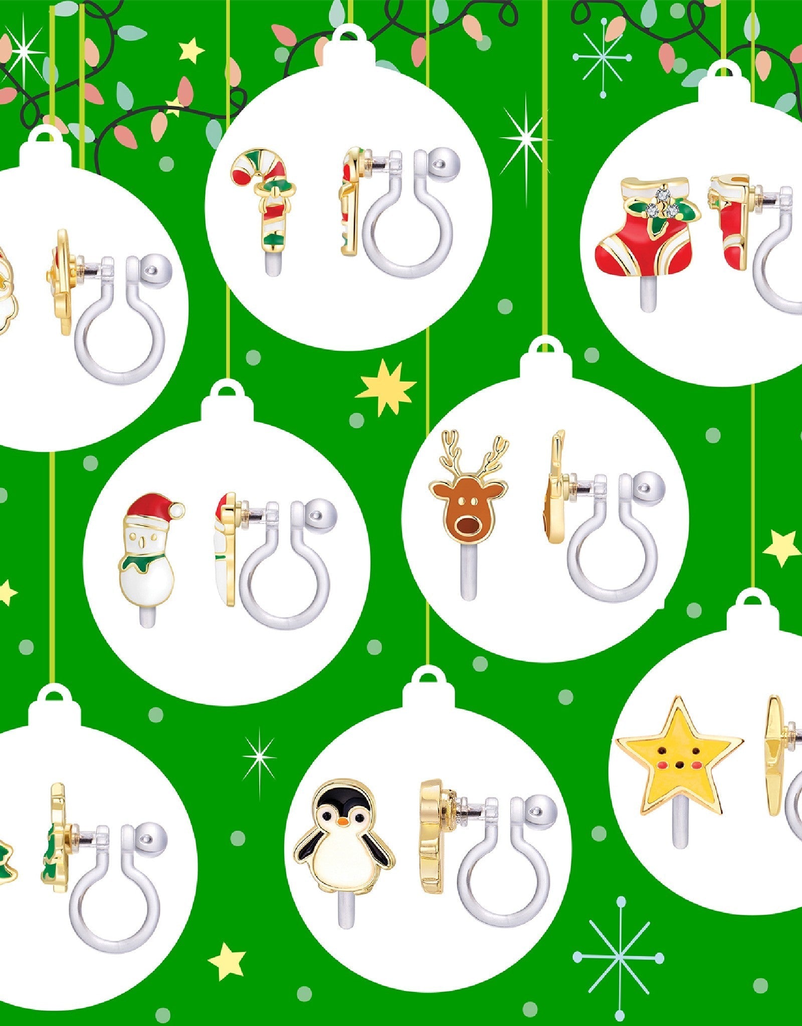 Boucles d'oreilles à clip en émail - Sapin de Noël - Girl Nation